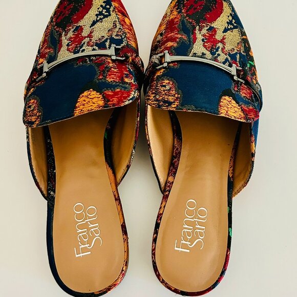 Franco Sarto Abstract Watercolor Jacquard Mules Size 10 - Picture 3 of 5